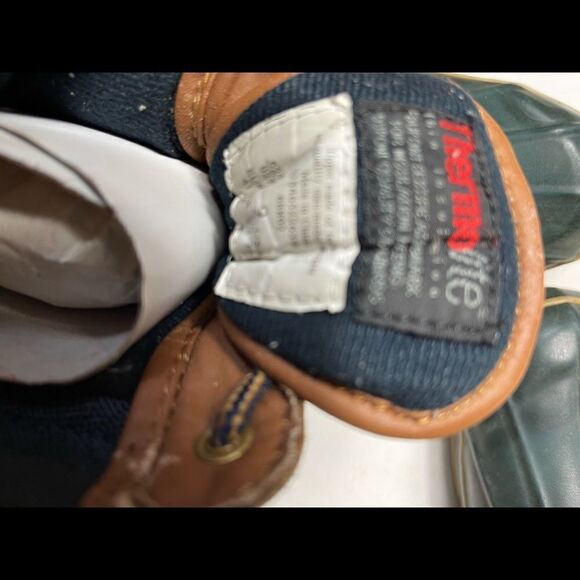 Thom McAn women’s thermolite Duck  lace up boots navy blue and tan leath… - Picture 6 of 6